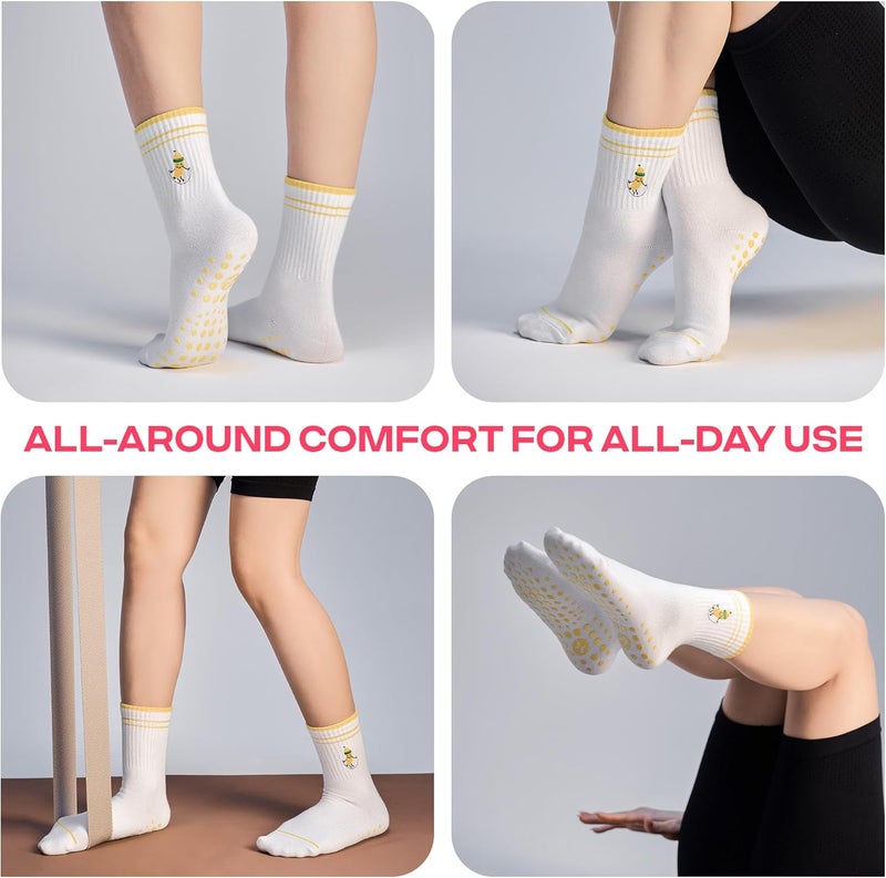 CoolMate Store Pilates Socks with Grips for Women, Yoga Socks, Crew Non Slip Women for Barre, Pilates Gifts - Image 4
